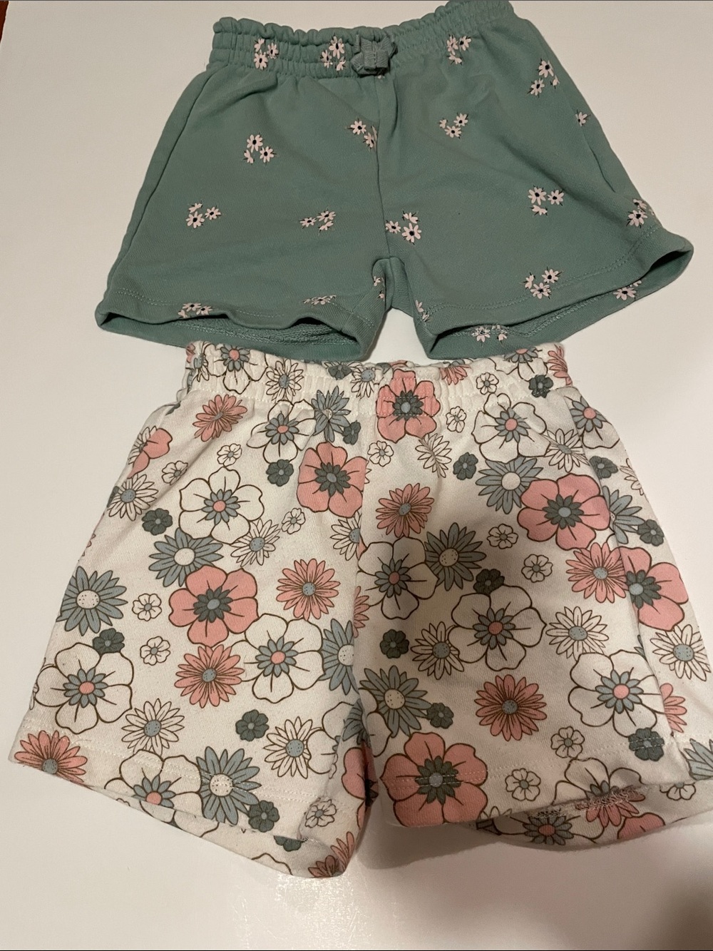 Pekkle Toddler Girl Size 4T Pull Up Floral & Green Shorts Set of 2 Bundle
